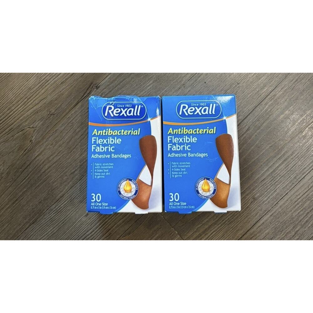 Rexall Antibacterial Fabric Bandages 30 Ct Each (2 Pack) Exp 06/2026